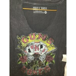 NWT Guns N Roses Black & White Distressed Open Neck Collar 80s Rock